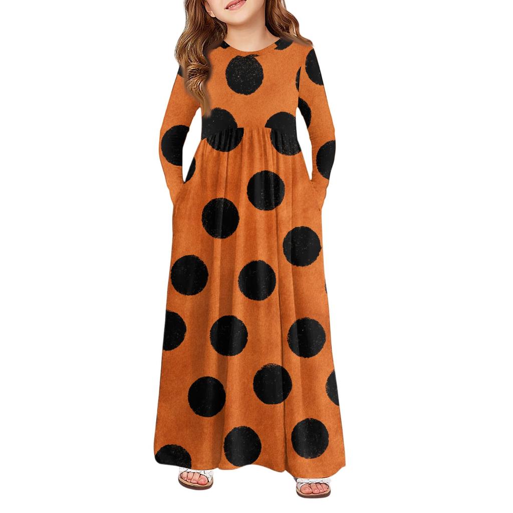 Девичье платье макси на Хэллоуин - Платье с длинным рукавом и карманами