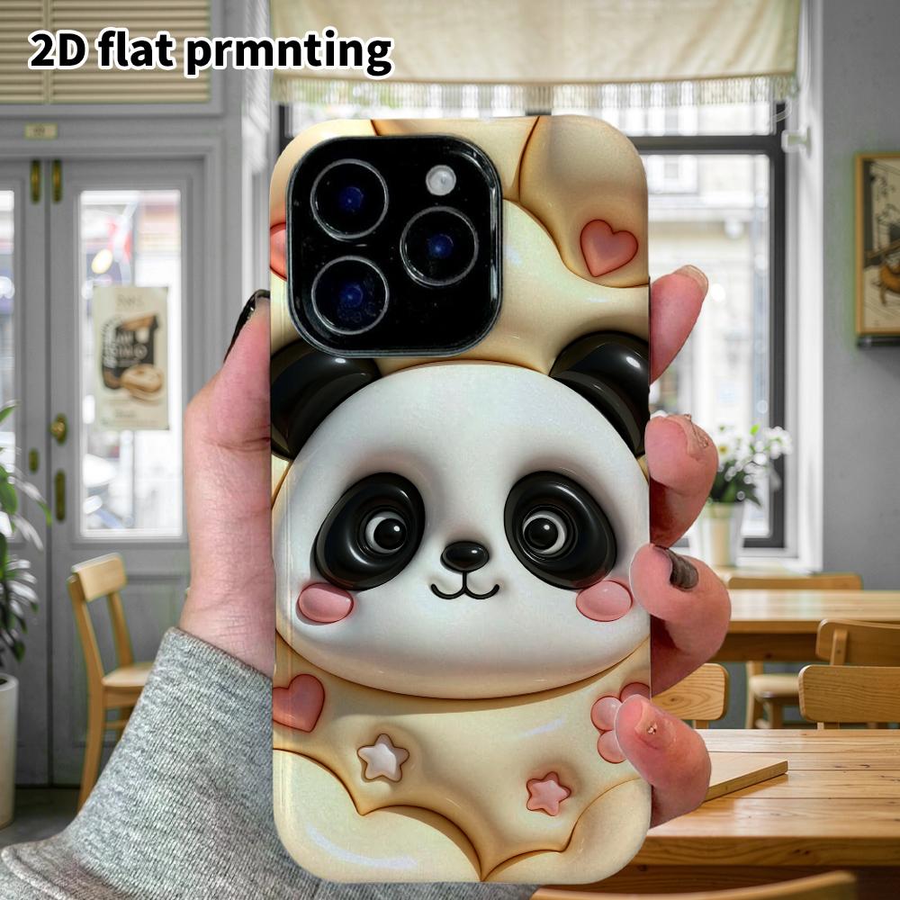 Phone Case: 2D flat design suitable for iPhone 18 17 16 15 14 13 Pro protective case, Bubble Panda, perfect Christmas and Halloween holiday gift