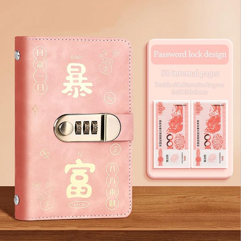 1 шт. 50 страниц Книга для учета Коллекционный буклет Изысканное двустороннее хранение Прочный с кодовым замком Удобный 17,8x12 см