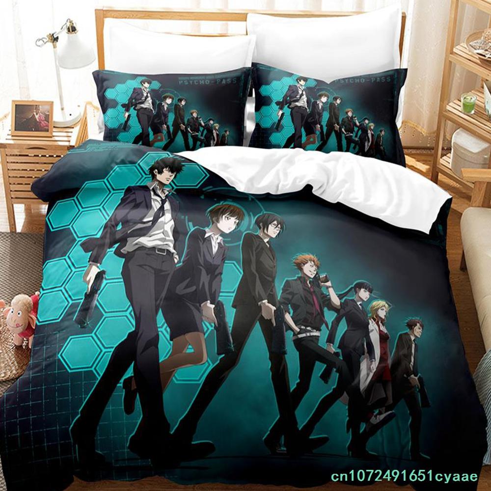 Комплект постельного белья Psycho Pass Односпальный Полуторный Двуспальный Кинг-сайз Комплект для кровати Взрослый Детский Спальня Пододеяльник Комплекты Аниме Parure De Lit Кровать