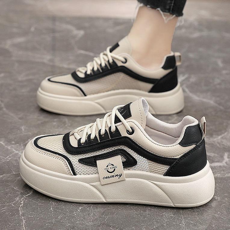 Новые белые туфли с сетчатой ​​поверхностью, женские летние туфли на платформе, сетчатые туфли, увеличивающие рост, женская обувь, дышащая удобная спортивная повседневная обувь