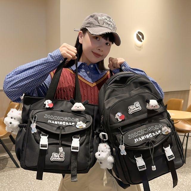 1pcs / 2 Pcs School Bags for Teenage Girls Red Alphabet Cute Gift Students Bookbag Letters Travel Waterproof Bagpack