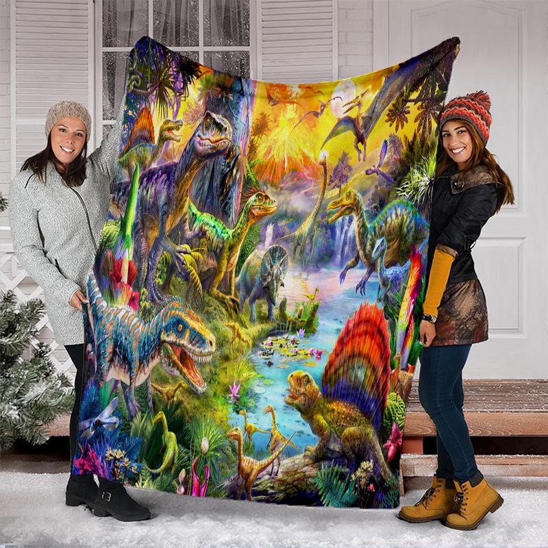 Dinosaur Adventure Blanket Perfect All Seasons Soft Comfortable Sofa Office Nap Travel Birthday Gift Christmas Present