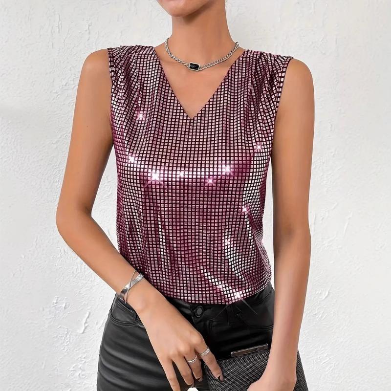Женский летний жилет с V-образным вырезом, без рукавов, тонкий клетчатый топ