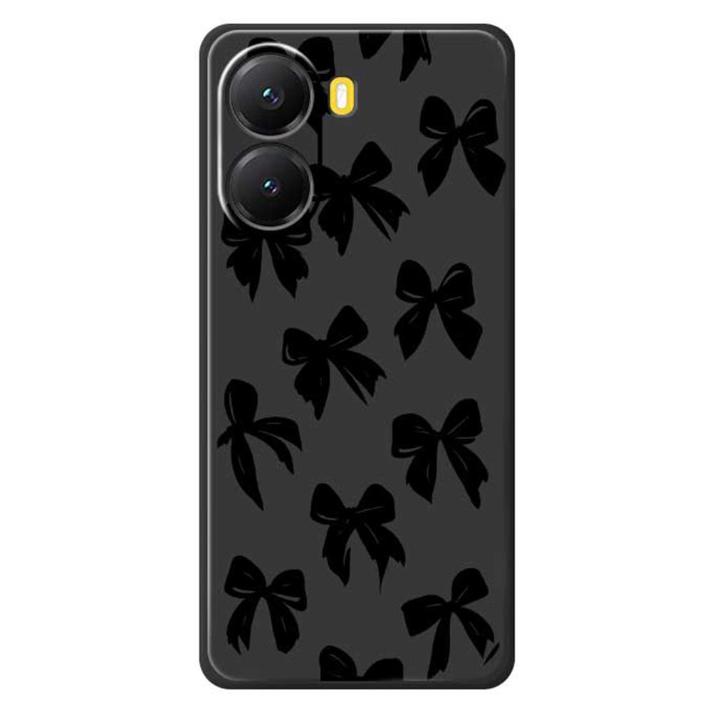 For Xiaomi Redmi Turbo 4 5G/Poco X7 Pro 5G Case Black Bow Pattern Printing Straight Edge TPU Phone Back Cover