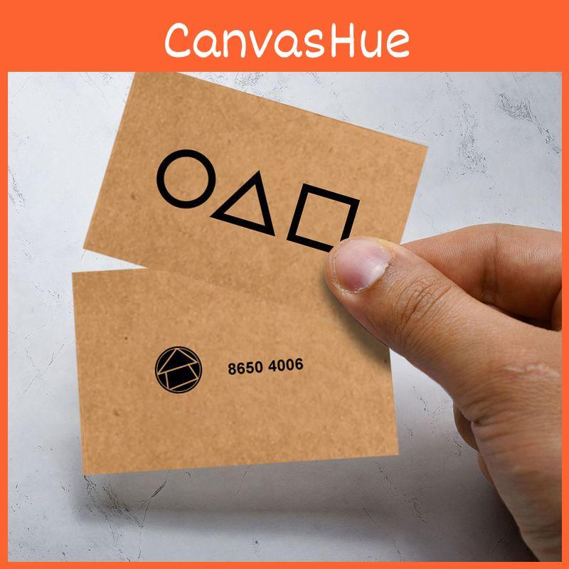 Мистический набор визиток с приглашением на игру в кальмара с иконками квадрат, треугольник, круг