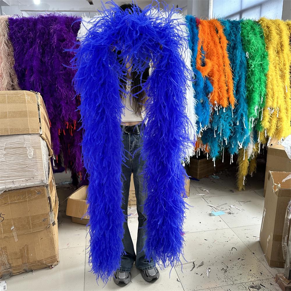 DIY 1 3 6 10 20Ply Natural Ostrich Feathers Boa 2 Meter Fluffy Ostrich feather Shawl for Wedding Party Dress Sewing Decoration Scarf