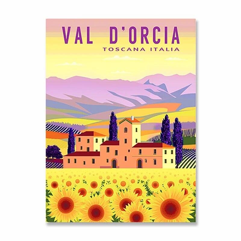 Vintage Famous City Landscape Posters Metal Tin Signs Italy France Greece Hawaii Retro Plate Wall Art Decor for Living Room Home