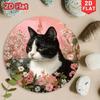Винтажная металлическая табличка с цветочным рисунком и кошкой, настенное искусство, декор для дома, кухни, подарок