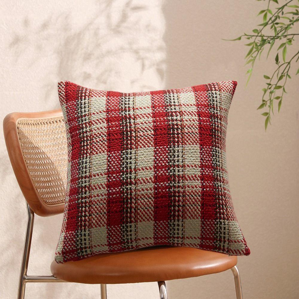 Multiple Sizes Throw Pillowcover Classic Cushion Cover Soft Christmas Plaid Pillowcase  Sofa/Bed