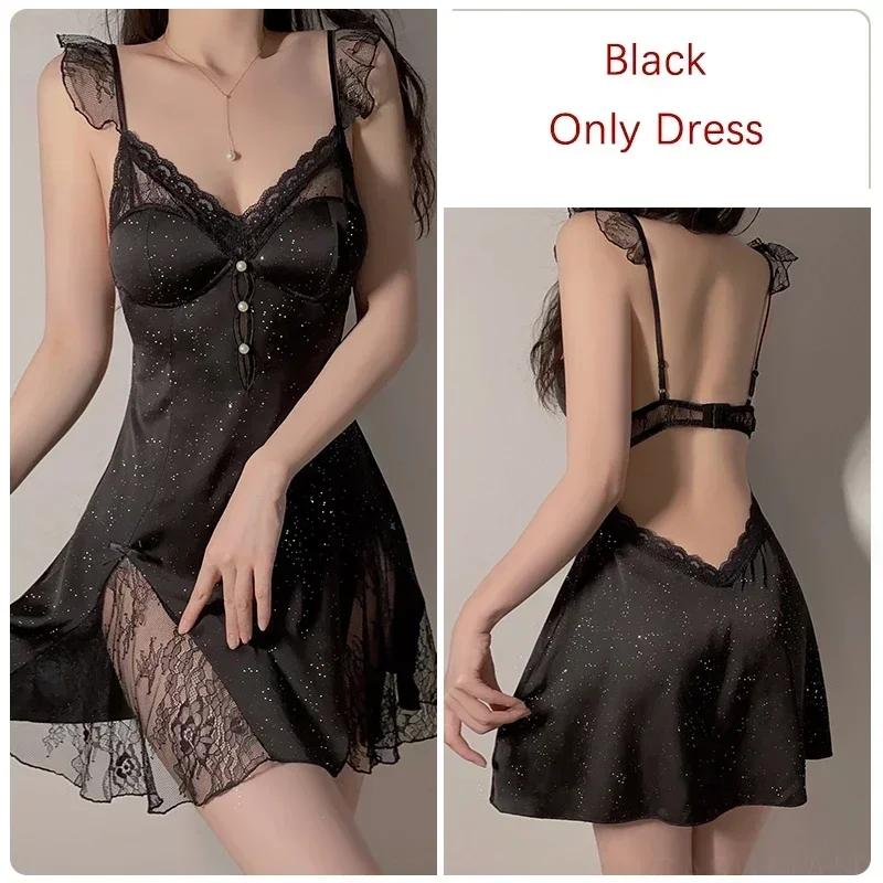 Роскошная пижама, женский пижамный комплект, мини-платье на шнуровке с бюстгальтером, сексуальная женская пижама