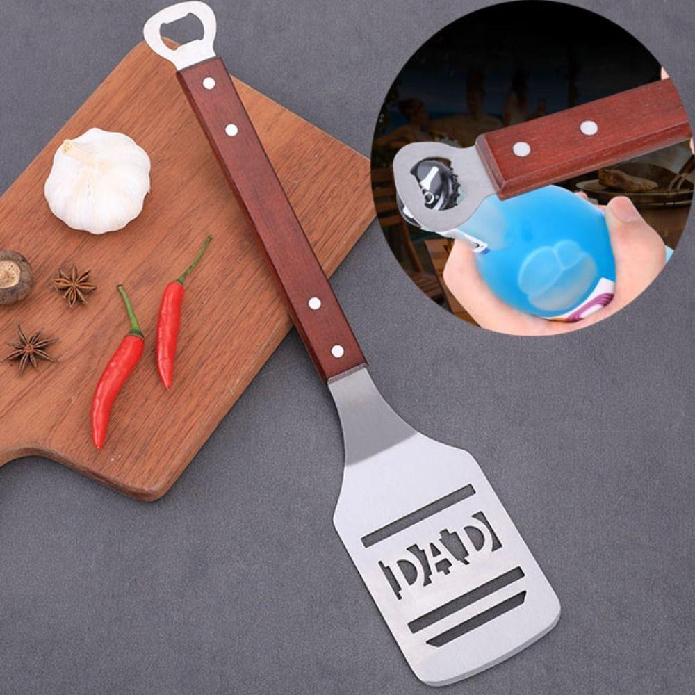 Stainless Steel Barbecue Shovel 2 in 1 Pancake Scraper Grill Accessories Steak Turner  Outdoor