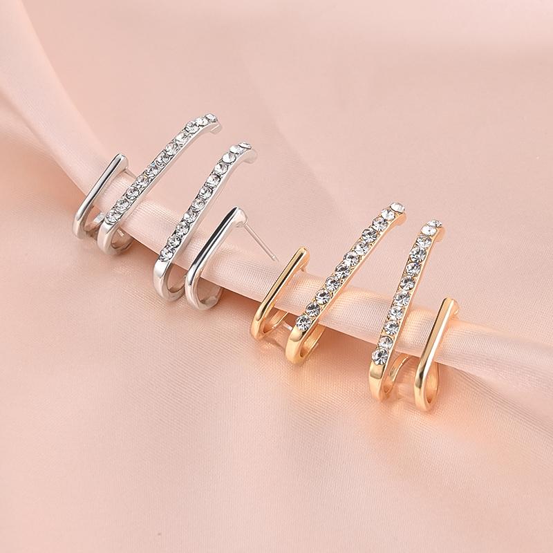 2022 новый дизайн, нестандартные U-образные золотые серьги для женщин, корейские модные украшения с кристаллами, необычные аксессуары для вечеринок для девочек