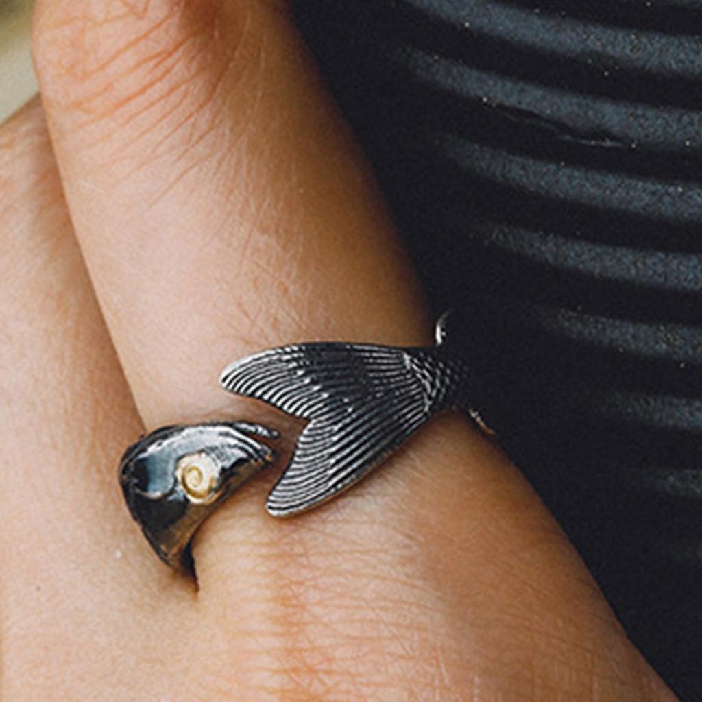 Adjustable Fish Shaped Rings Portable for Women Fashionable and Versatile Alloy Jewelry for Everyday Casual Wear
