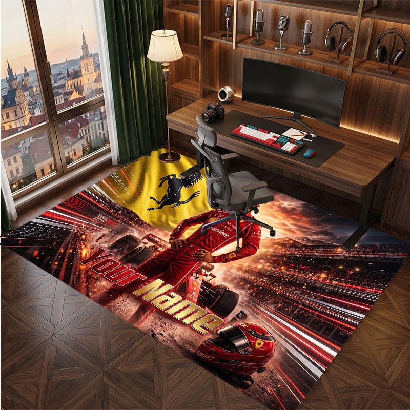 Lewis Hamilton Personalized Crystal Velvet Carpet, Customized Name Text Soft Anti‑Slip Rug for Living Room Bedroom