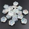 Rose Beads Pendants Acrylic For Bracelet Necklace Making Charms AB Magic Color Flat Bottom Perforated Flower Creative Fashion 10Pcs