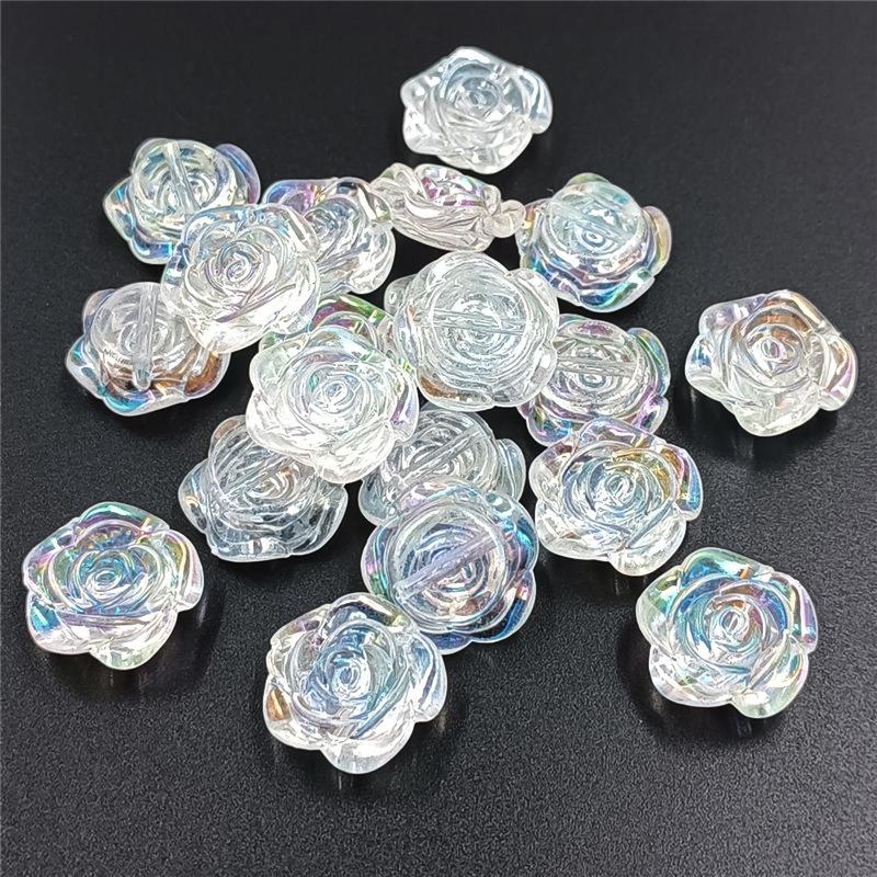 Творческие 10 шт DIY ювелирные аксессуары для браслета ожерелья изготовление подвесок творческие AB Magic Color Charms плоскодонные перфорированные бусины-розы мода