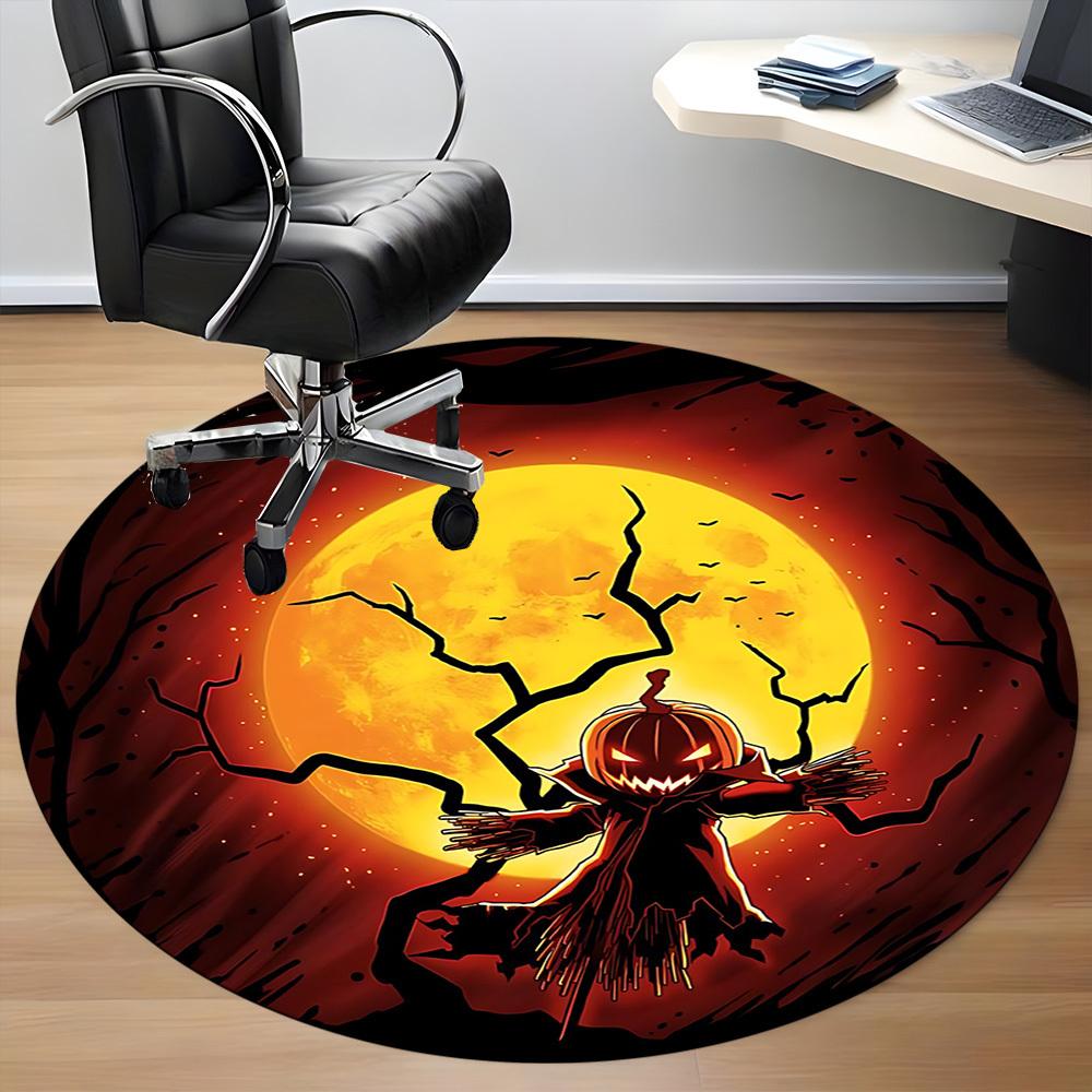 1pc Pumpkin Moon Office Round Area Rug, Under Office Chairs Bedroom Living Room Home Decor, Room Deco, Available in Various Sizes