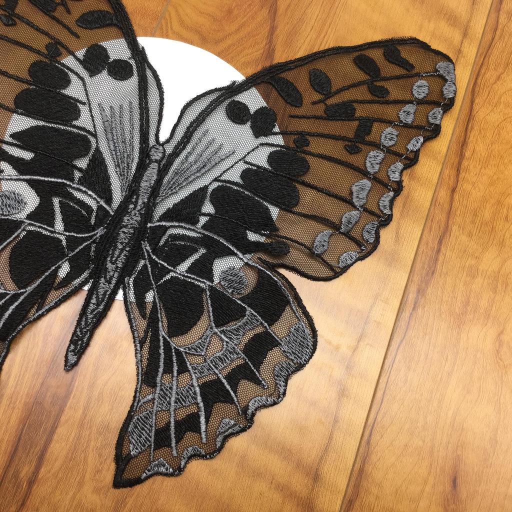 1Pc Black Embroidery Butterfly Patch for Elegant Wedding Dress Lace Fabric DIY Applique Accessories Fashion Stickers for Clothes