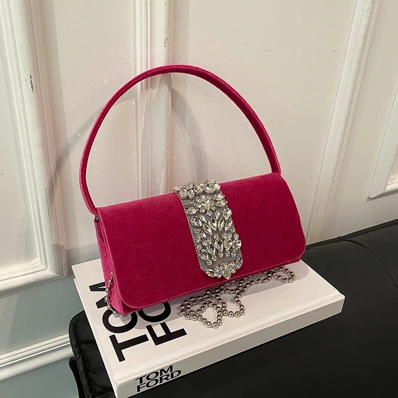 Сумка через плечо Diamond для вечеринки, новая ретро-универсальная сумка через плечо с цепочками, женственная дизайнерская роскошная вечерняя сумочка-клатч