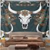 Boho Skull with Floral Pattern Design Pattern Wall Hanging Tapestry Decorative Tapestry Home Decor for Bedroom and Living Room