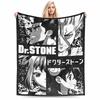 Dr. Stone Anime Blanket with Character Prints In Black and White Design Blanket, Suitable for Use In the Bedroom, Living Room, On the Sofa