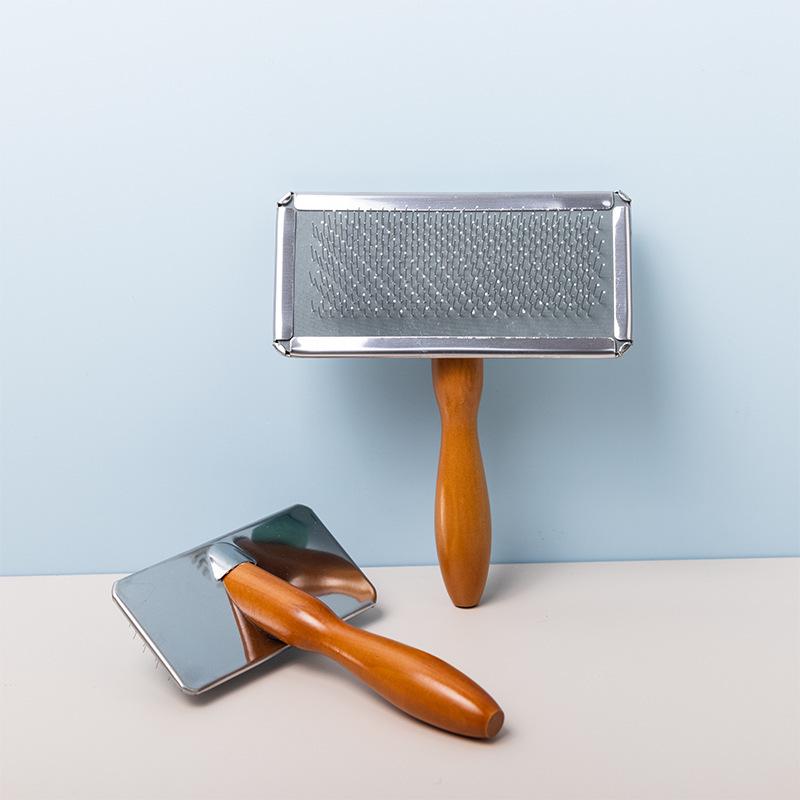 Питомец Пуходерка с Деревянной Ручкой - Расческа из Нержавеющей Стали для Собак и Кошек для Распутывания и Удаления Выпавшей Шерсти