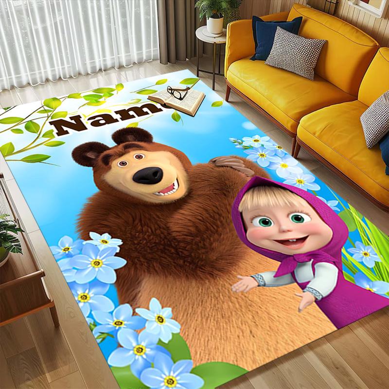 Personalized Name Pink Heart Living Room Non-Slip Area Rug Soft Carpet for Bedroom Kids Playroom Sofa Office Home Decor Doormat