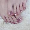 Съемные наклейки для ногтей на ногах цвета розового персика с кристальным и отбеливающим эффектом