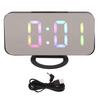 LED Mirror Digital Alarm Clock Large Adjustable Brightness Colorful RGB Display Beside Digital