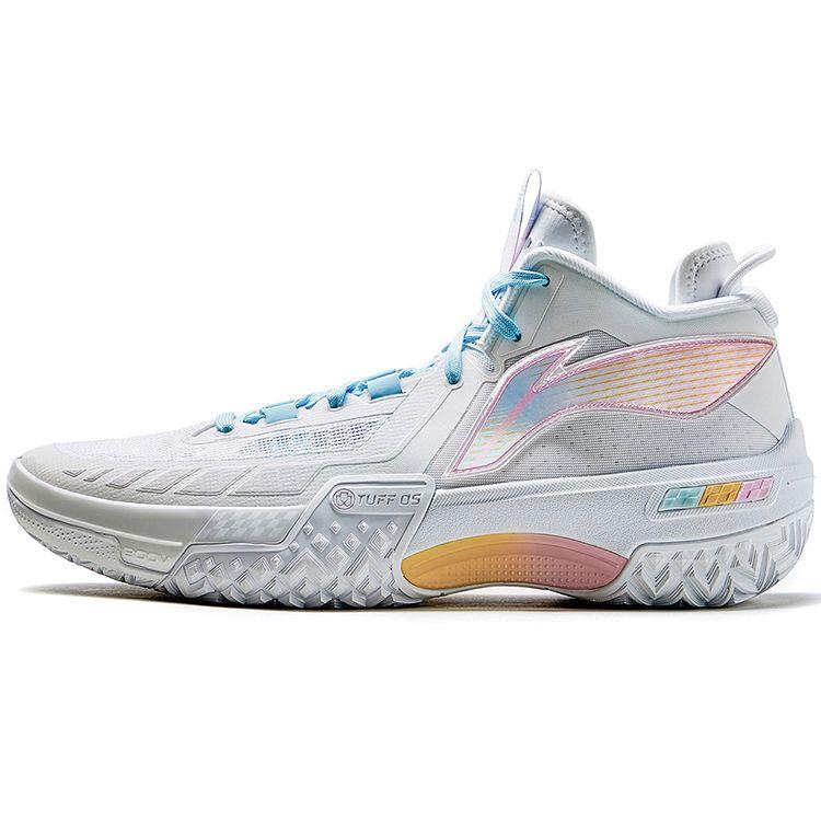 Li Ning Jiao Ao Angel Mesh Fabric 2023 Новые износостойкие баскетбольные кроссовки для активного отдыха с амортизацией среднего размера для мужчин, стандартные белые ABFT035-9