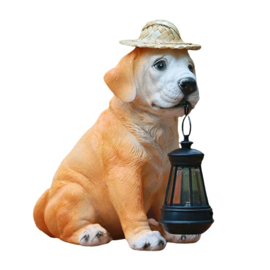Солнечный садовый светильник из смолы в виде щенка с солнечным светодиодным фонарем, наружный декор, устойчивый к погодным условиям