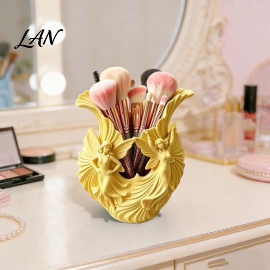 Whimsical Fairy Room Decor 3D Printed Pen Holder, Fairies Desktop Organizer for Pens, Pencils, Makeup Brushes, Special Gift Art Lovers Minimalist