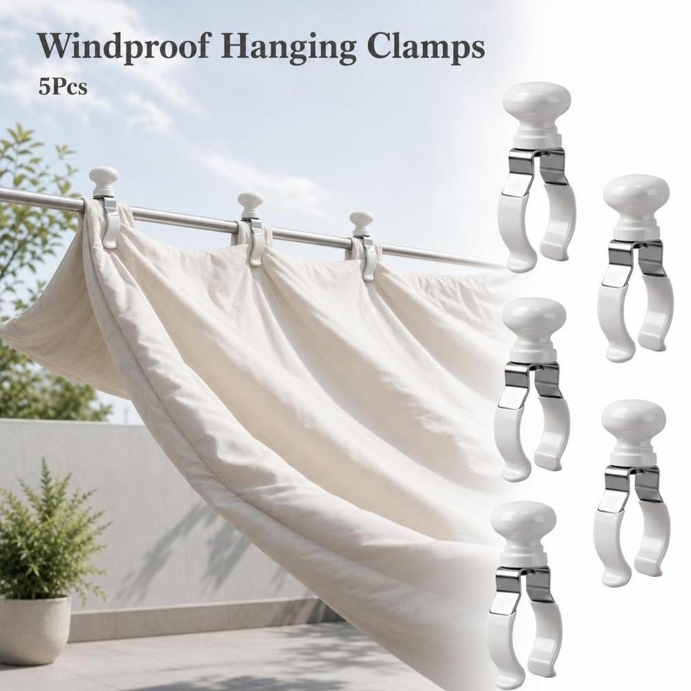 5Pcs Strong Grip Windproof Hanging Clamps Stainless Steel Laundry Clothespins Beach Towel
