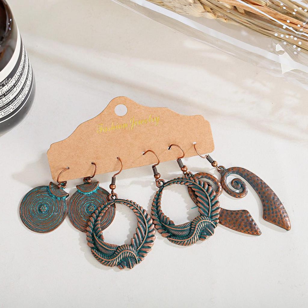 Bohemian Ethnic Retro Earring Set: 3-Piece Hanfu & Nepal Style for Women