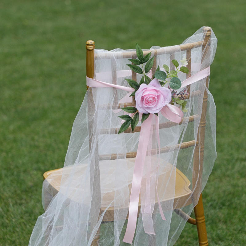 Outdoor Wedding Decoration Rose Chair Back Flower Wedding Car Mirror Flower Wedding Corridor Hotel Chair Back Flower