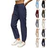 Women's Fashion All-match Elastic Waist Drawstring Solid Color Pocket Casual Workwear Skinny Pants