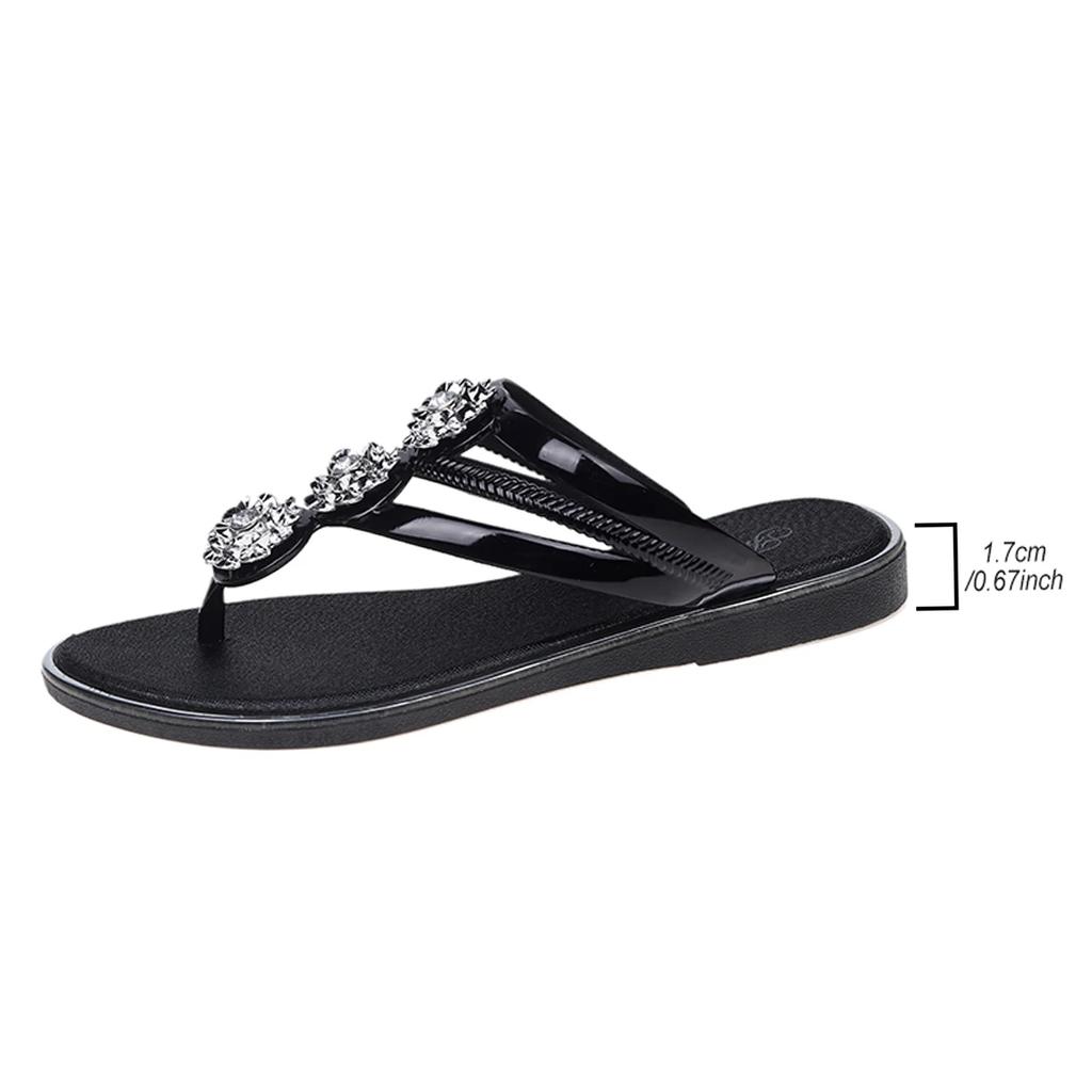 Fashion Women's Slippers 2024 Summer New Fashion Flat Shoes for Women Beach Open Toed Luxury Rhinestones Flip Flops Female Zapatos