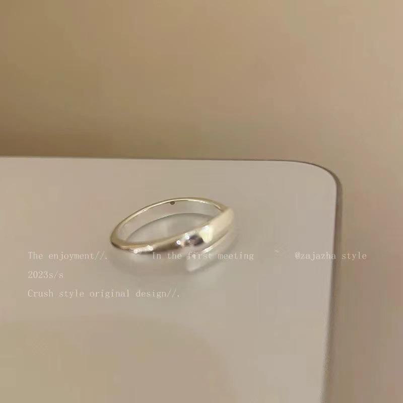 Matte Silver Brushed Open Adjustable Ring - Light Luxury Cold Style for Women