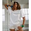 American Vintage Sports Style Healthy Niche Letter Slogan Casual Wide Loose Shoulder Pure Cotton Short Sleeve T-shirt