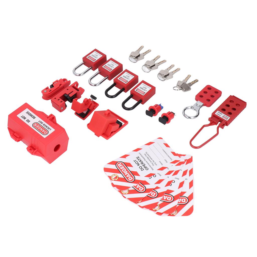 Electrical Lockout Tagout Kit Hasps Plug Lockout Loto Safety Locks Hanging Tags Keys and Storage Bag