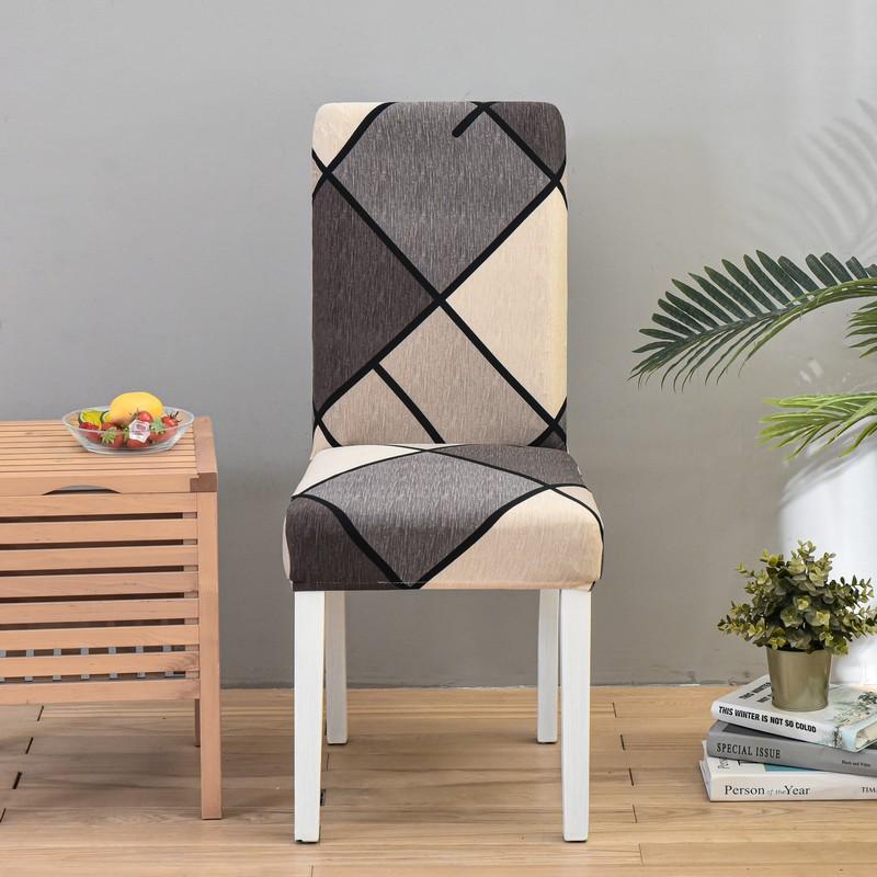 Geometric Elastic Dining Chair Cover Universal Slipcovers Chair Case Stretch Seat Cover For Wedding El Banquet Living Room