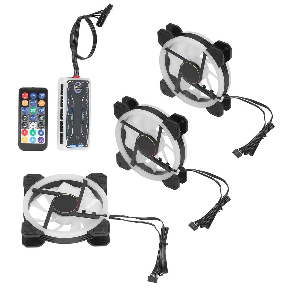 3Pcs RGB Case Fan 120mm Super Quiet RGB Multiple Light Modes Shockproof Design PC Case Fans with Controller Screws