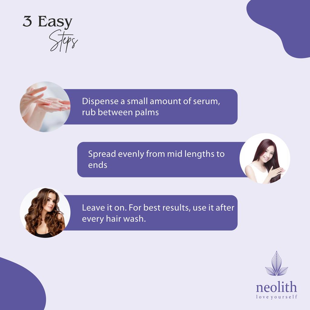 Neolith Сыворотка для мгновенного разглаживания волос с розмарином | Увлажняйте и разглаживайте пряди волос | 60 мл
