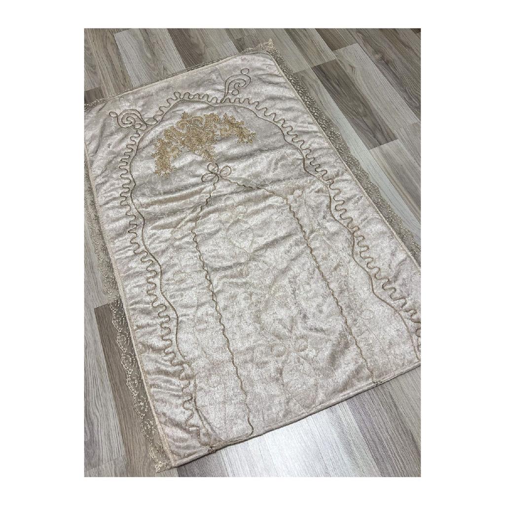 3 Pcs French Laced Embroidered Velvet Dowry Bridal Set Prayer Mat