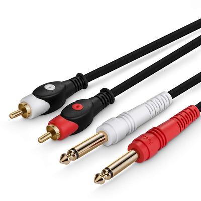 2 x Монофонический телефон на 2 x RCA пин Аудио RCA кабель Переходник 2 x RCA папа на 2 x Моно папа Кабель, Кабель, 6,35 мм (5м)