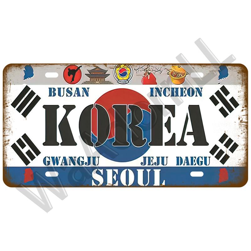 Metal Sign Germany USA Country Flag France Tin Sign Plaque Russia Spain Tinplate Plate For Wall Home Restaurant Craft Bar Decor