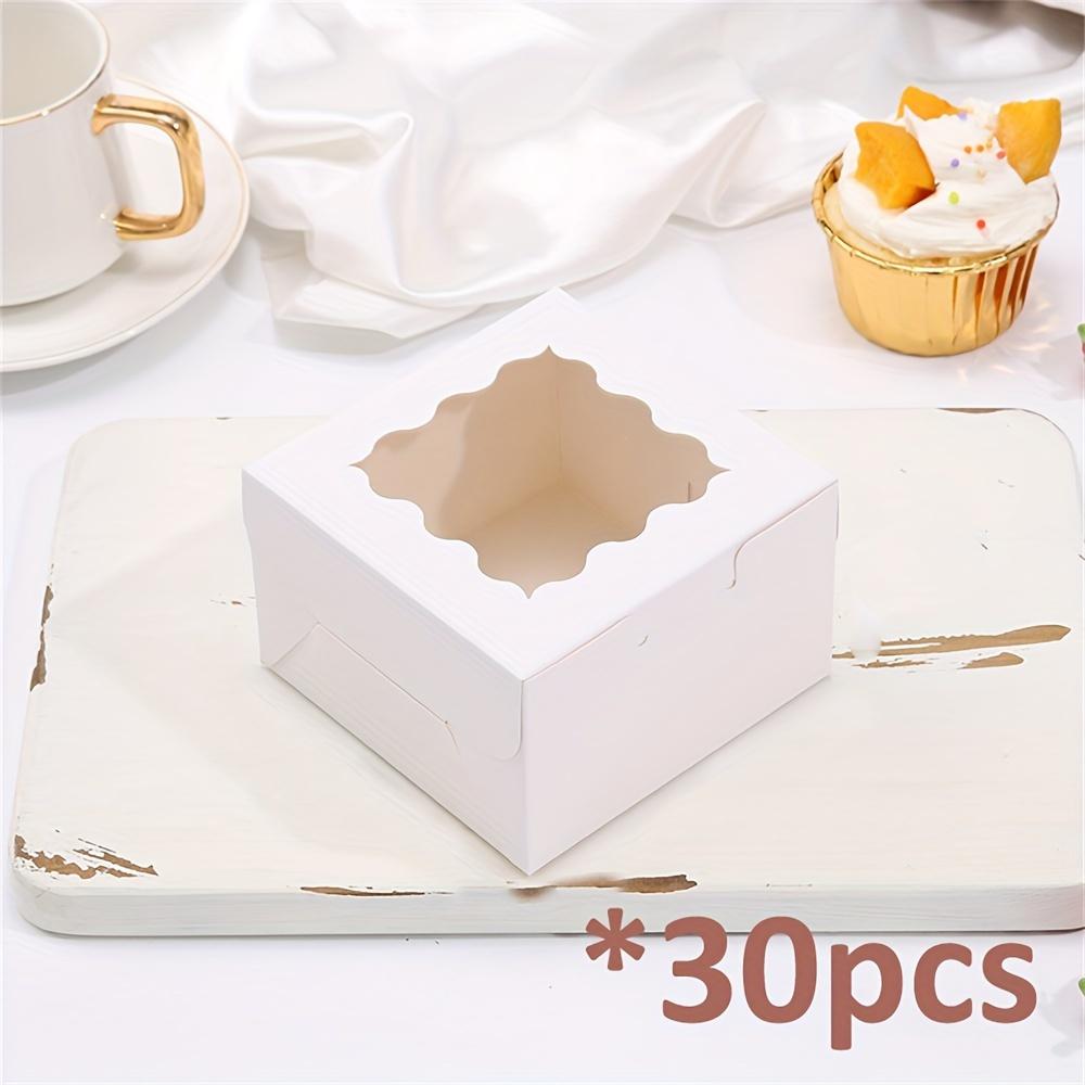 30 шт. Белые коробки для выпечки, мини-коробки для тортов, коробки для печенья с окном, маленькие коробки для угощений, печенья, пирожных, пончиков в комплекте