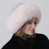 Real Fur Dome Hats for Women Natural Fox Mink Fur Cap Winter Luxury Warm Fashion Snow Hats