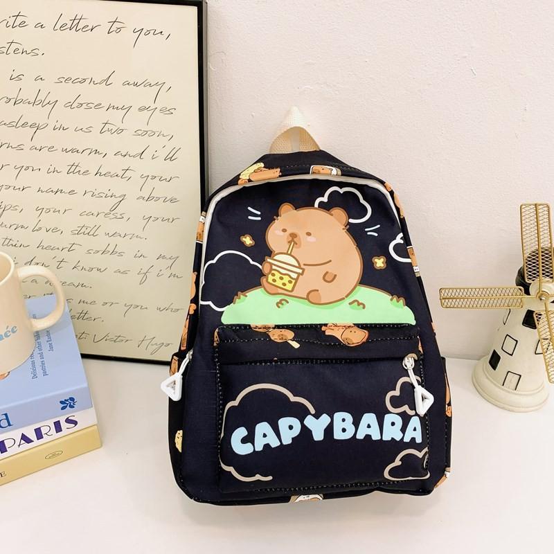 Capybara Themed Childrens Backpack With Durable Nylon Material And Cartoon Print For School Use